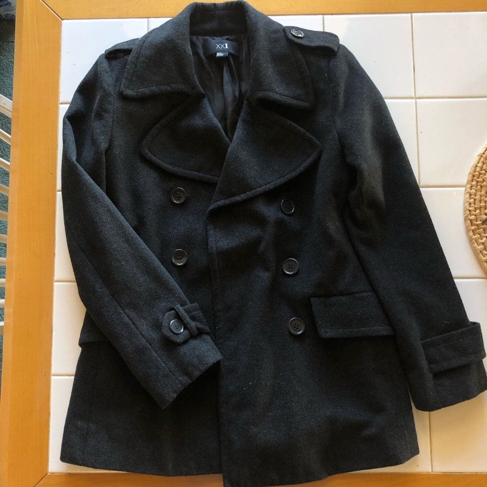 Forever 21 dark gray peacoat